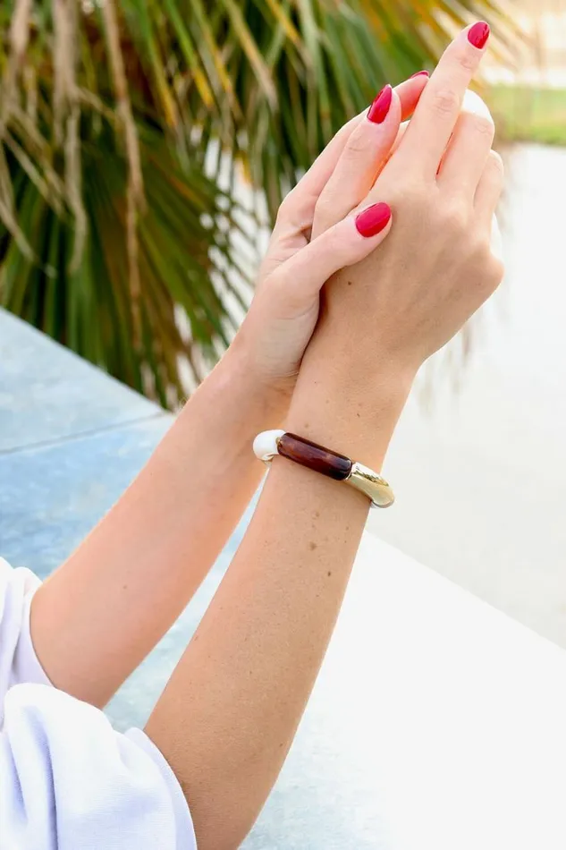 Women Gold Tubular Bracelet Roman Jewellery