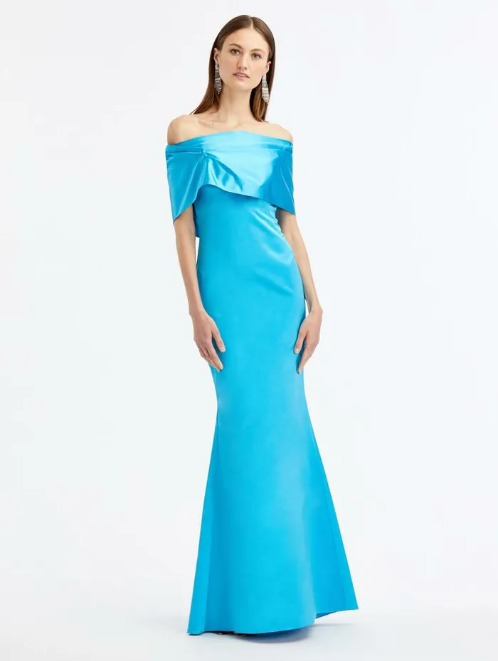 Women Gowns and Caftans Oscar De La Renta Off Shoulder Duchesse Satin Gown Caribbean