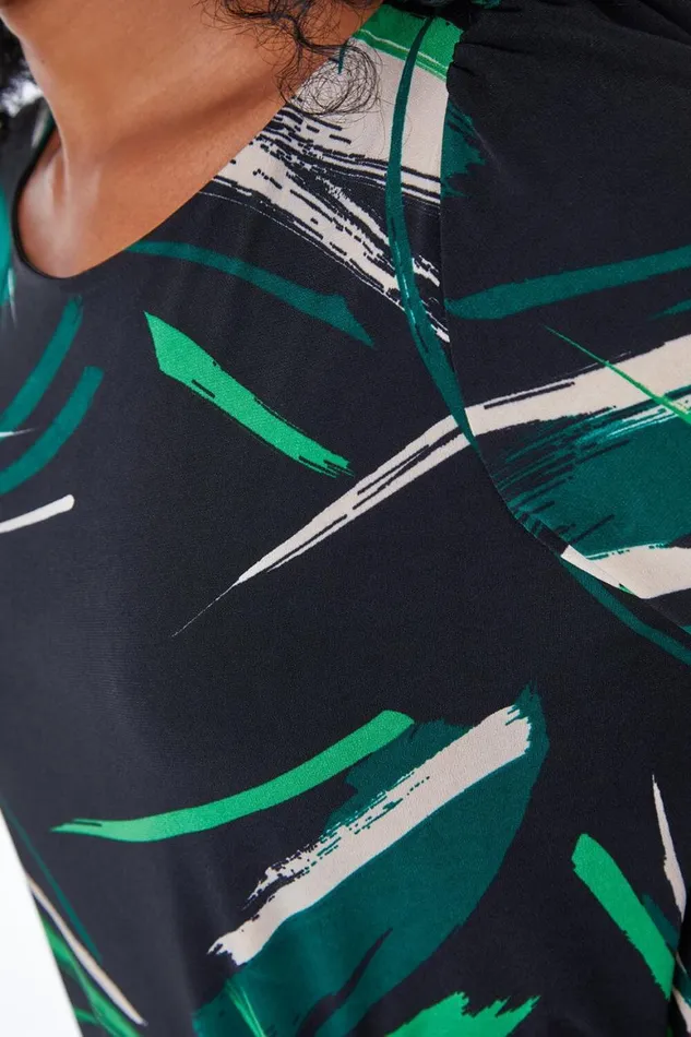 Women Green Petite Abstract Tunic Dress Roman Dresses