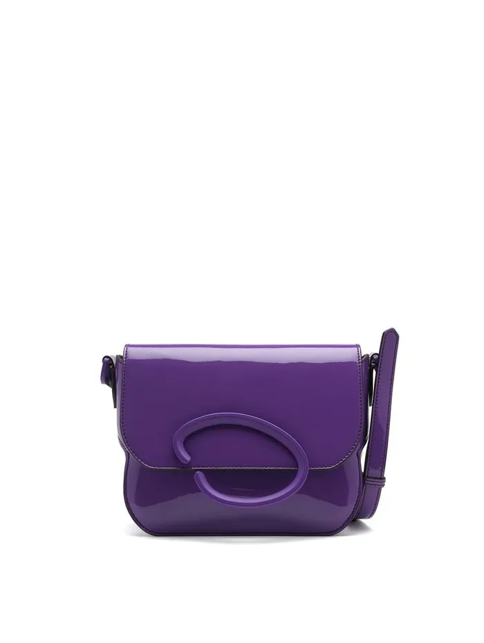 Women Handbags Oscar De La Renta Patent Leather Oath Shoulder Bag Purple