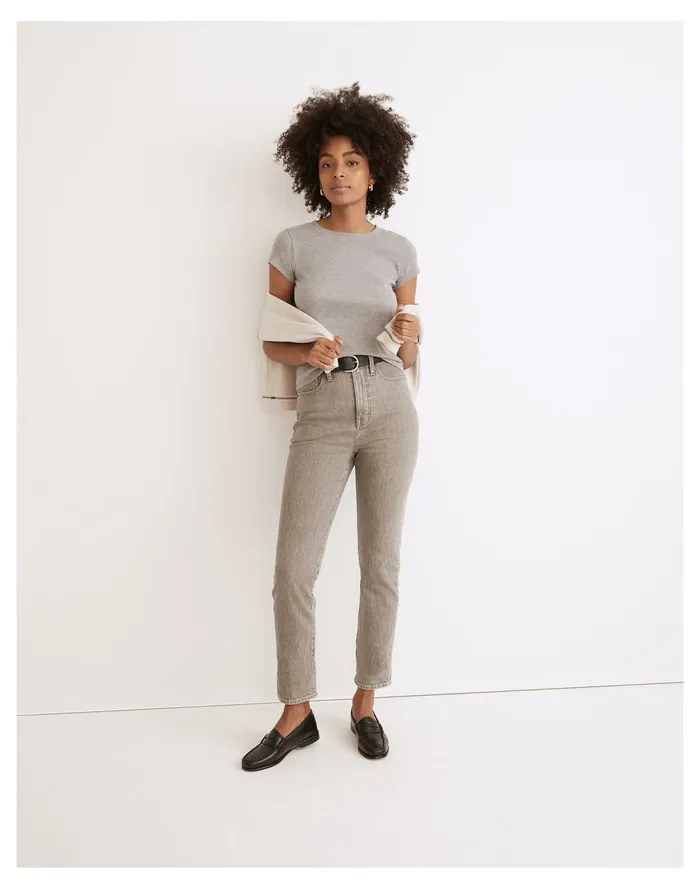 Women Heathered Brightside Tee Hthr Graphite Madewell Tees