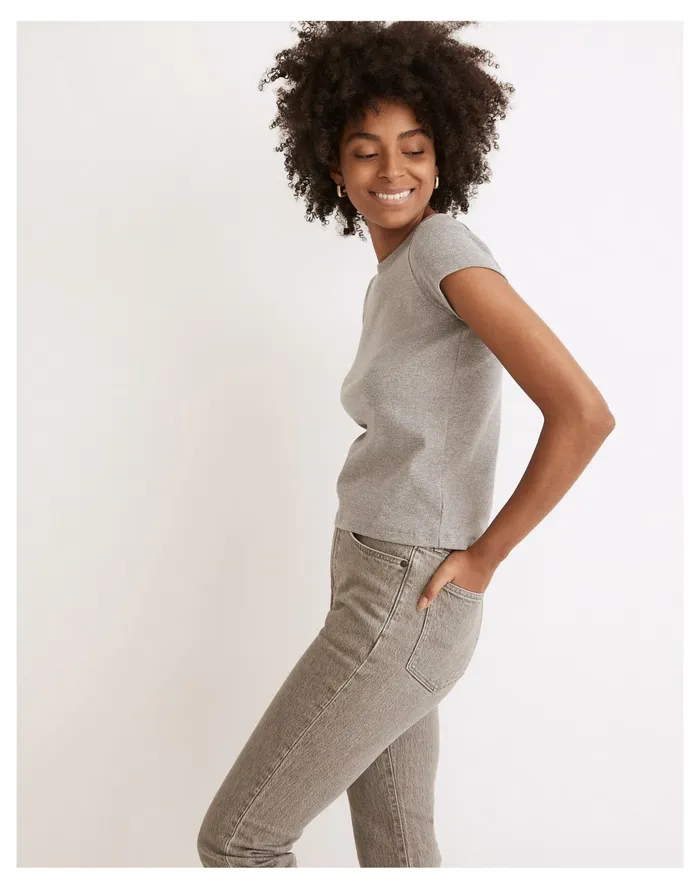 Women Heathered Brightside Tee Hthr Graphite Madewell Tees Women Heathered Brightside Tee Hthr Graphite Madewell Tees