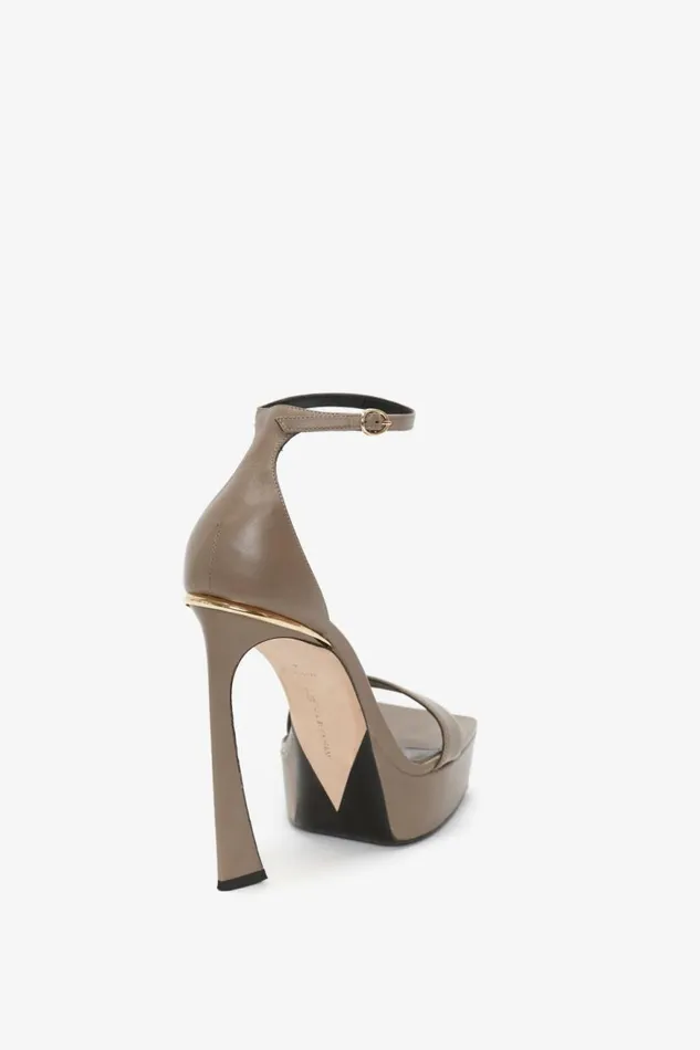 Women Heels Victoria Beckham Squared Toe Platform Sandal In Beige