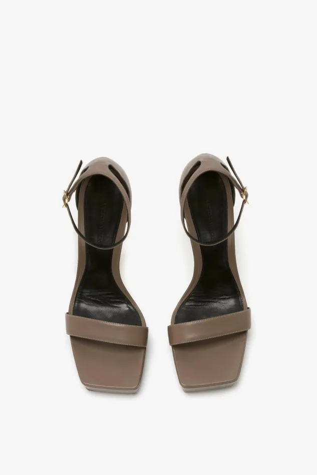 Women Heels Victoria Beckham Squared Toe Platform Sandal In Beige