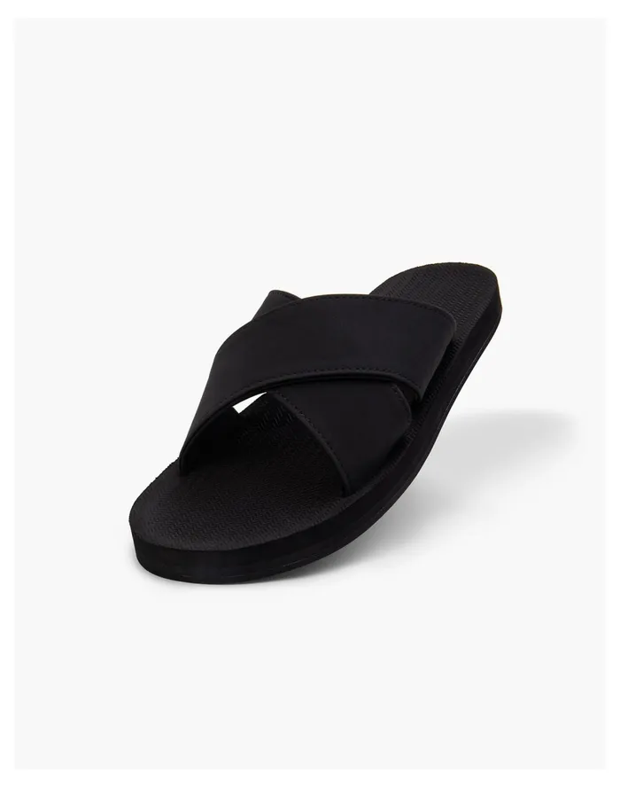Women Indosole Cross Slide Sandals Black Madewell Sandals