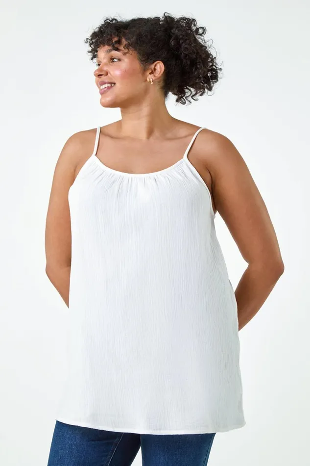 Women Ivory Curve Cotton Cami Top Roman Tops