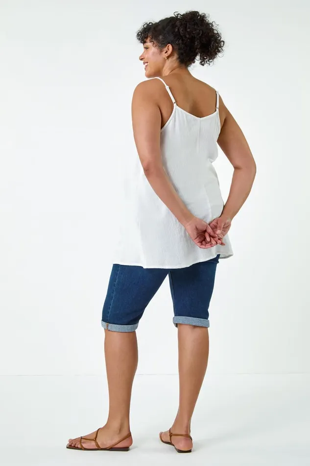 Women Ivory Curve Cotton Cami Top Roman Tops