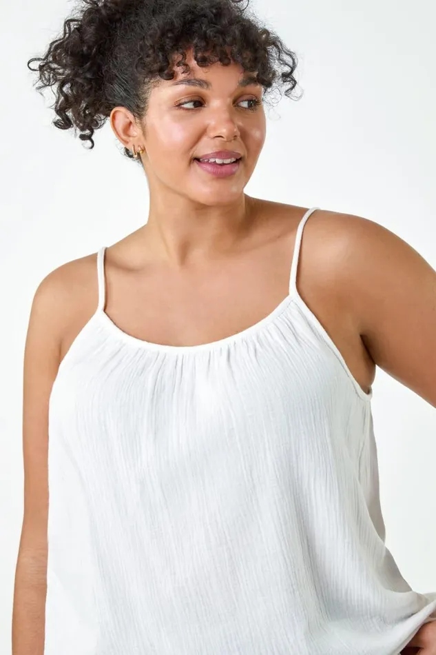 Women Ivory Curve Cotton Cami Top Roman Tops