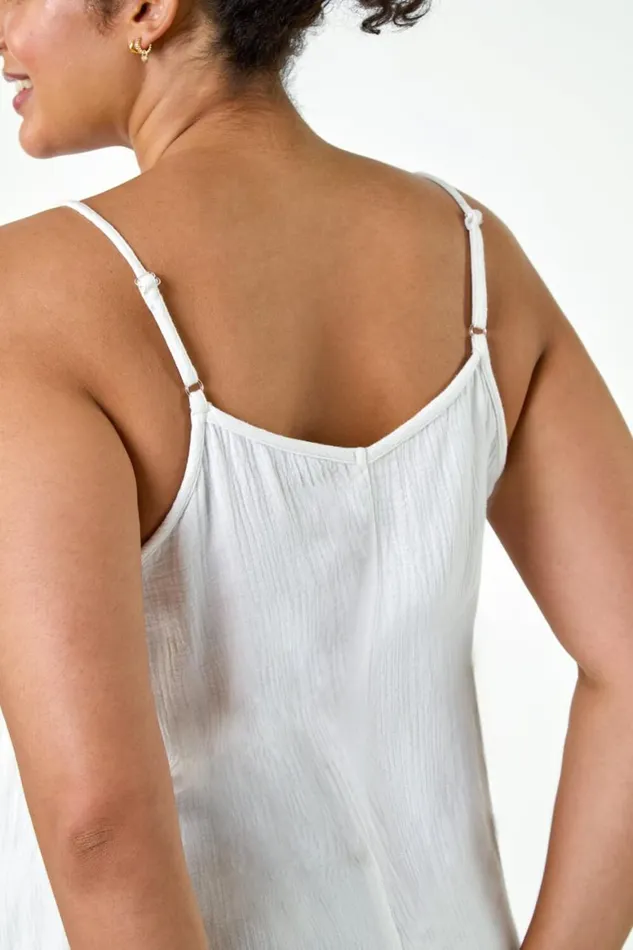 Women Ivory Curve Cotton Cami Top Roman Tops