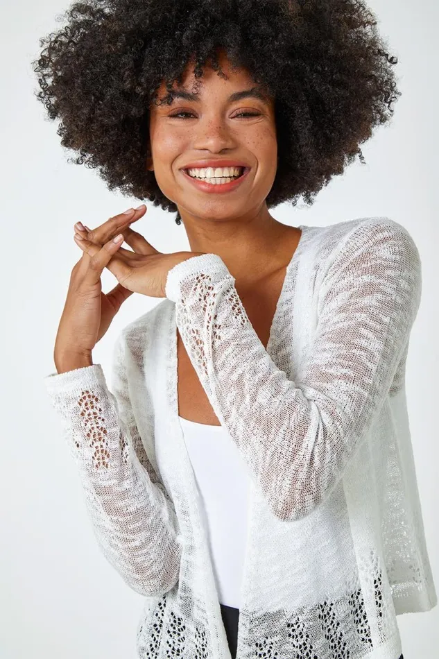 Women Ivory Lightweight Knitted Shrug Roman Knitwear