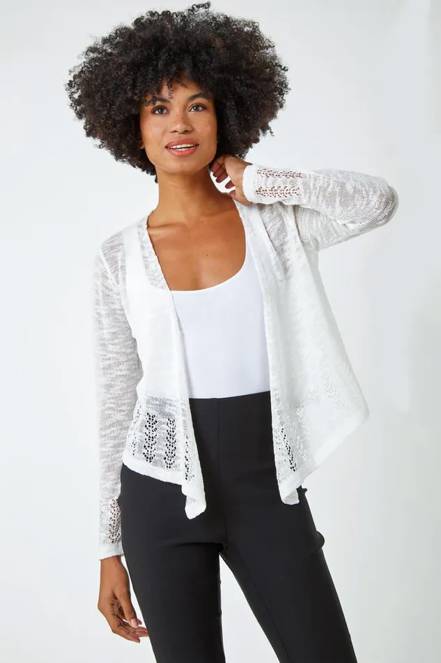 Women Ivory Lightweight Knitted Shrug Roman Knitwear
