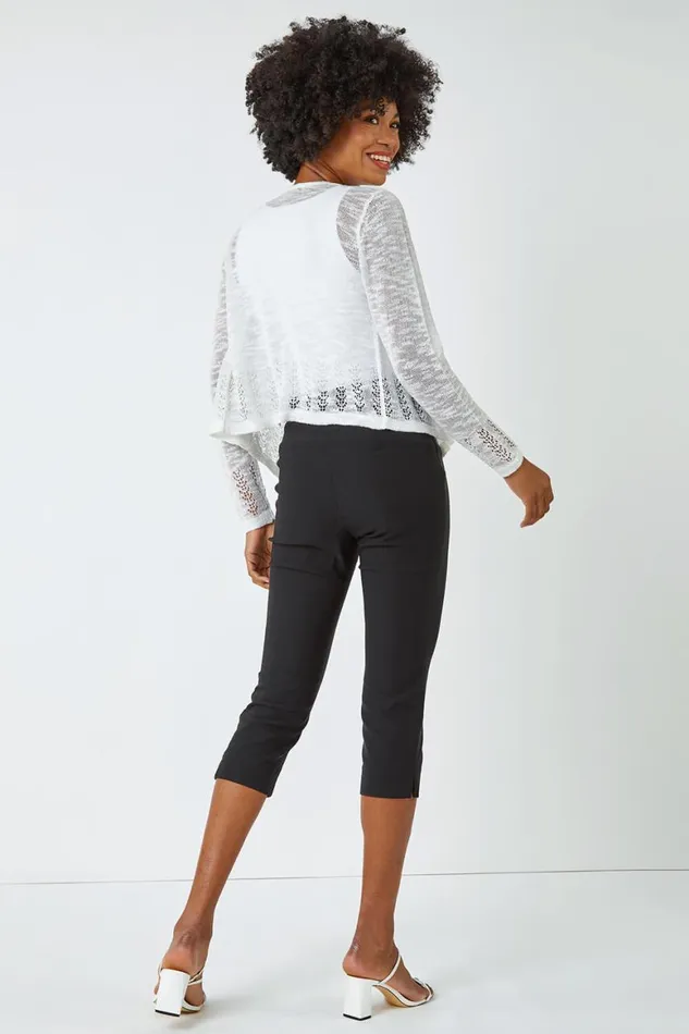 Women Ivory Lightweight Knitted Shrug Roman Knitwear