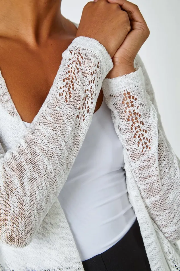 Women Ivory Lightweight Knitted Shrug Roman Knitwear