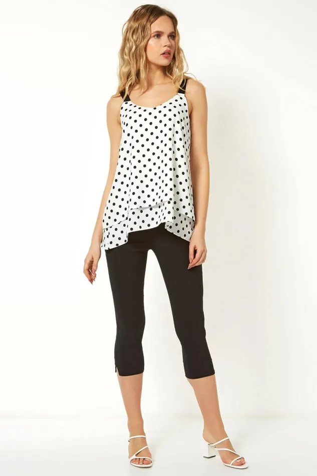 Women Ivory Spot Double Layer Vest Top Roman Tops