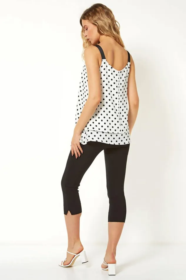 Women Ivory Spot Double Layer Vest Top Roman Tops