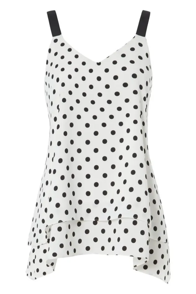 Women Ivory Spot Double Layer Vest Top Roman Tops