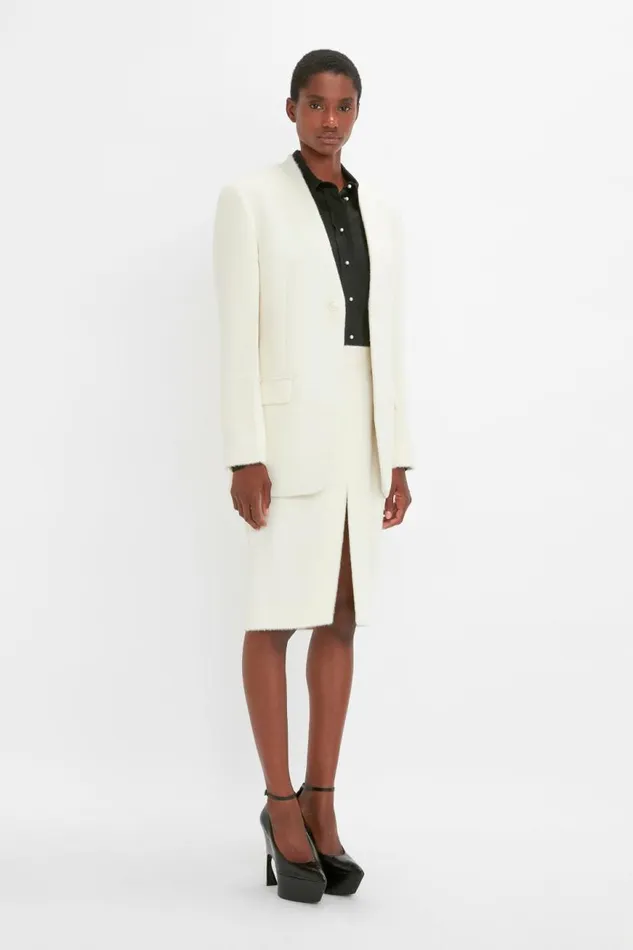Women Jackets and Coats Victoria Beckham Hidden Lapel Single Breasted Jacket In Ivory