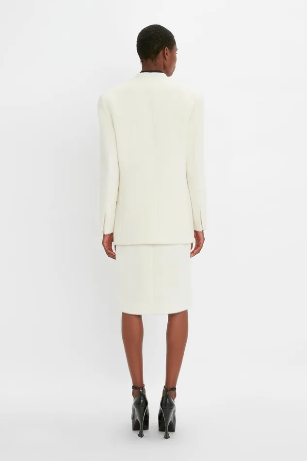 Women Jackets and Coats Victoria Beckham Hidden Lapel Single Breasted Jacket In Ivory