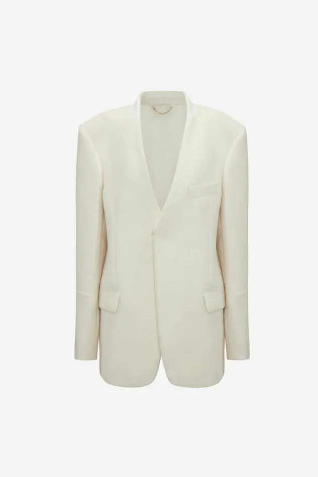Women Jackets and Coats Victoria Beckham Hidden Lapel Single Breasted Jacket In Ivory