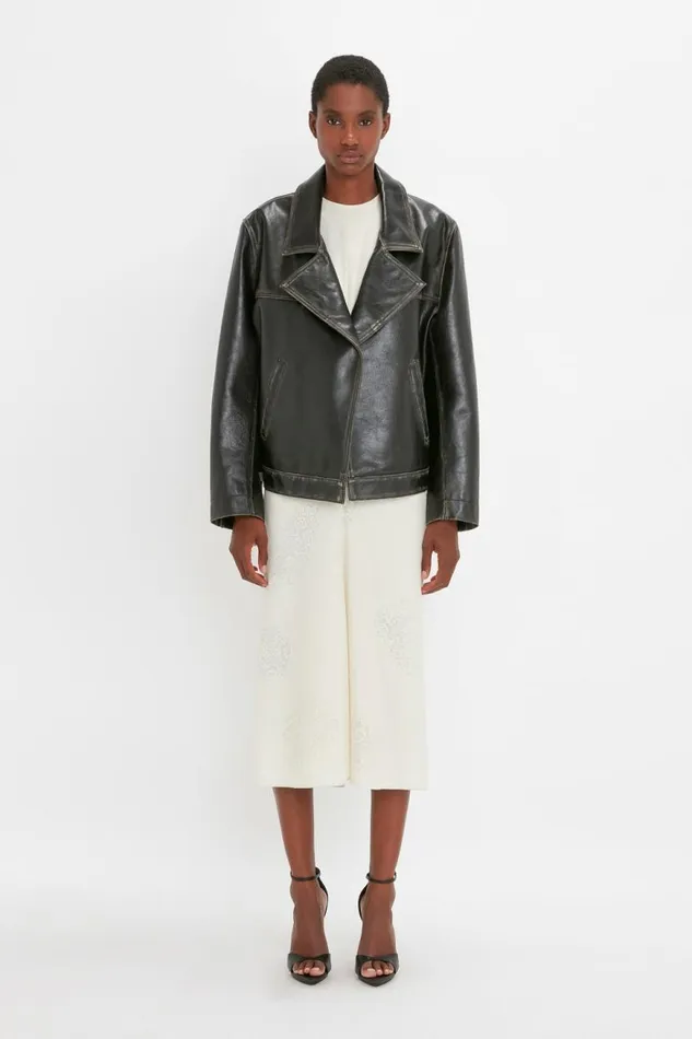 Women Jackets and Coats Victoria Beckham Oversized Leather Jacket In Black