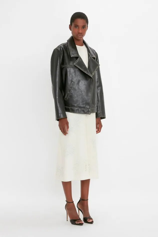 Women Jackets and Coats Victoria Beckham Oversized Leather Jacket In Black