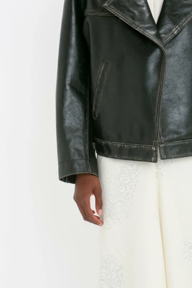 Women Jackets and Coats Victoria Beckham Oversized Leather Jacket In Black