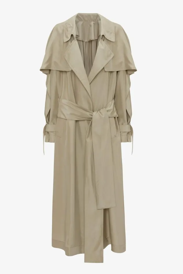 Women Jackets and Coats Victoria Beckham Pleated Back Fluid Trench Coat In Lichen Green
