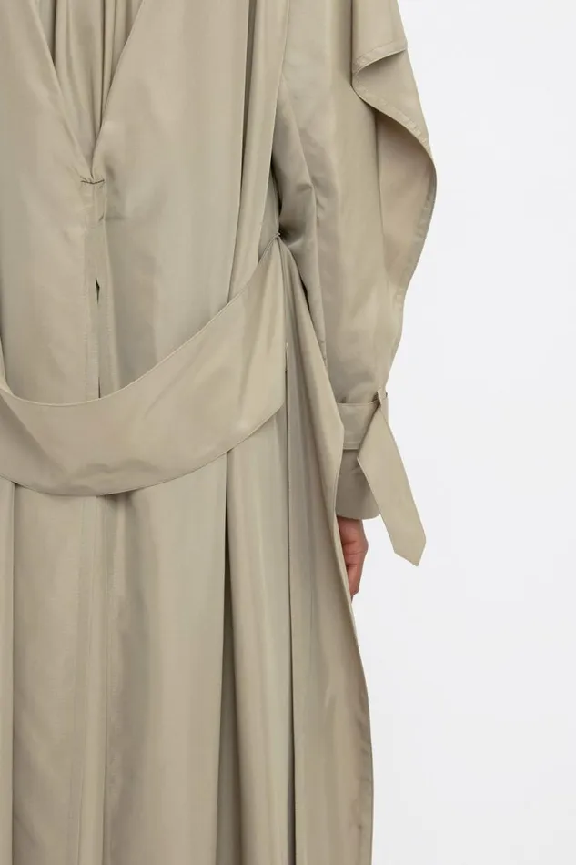 Women Jackets and Coats Victoria Beckham Pleated Back Fluid Trench Coat In Lichen Green