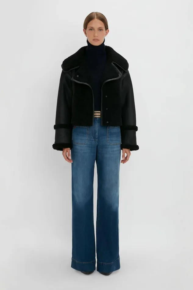 Women Jackets and Coats Victoria Beckham Shearling Jacket In Black