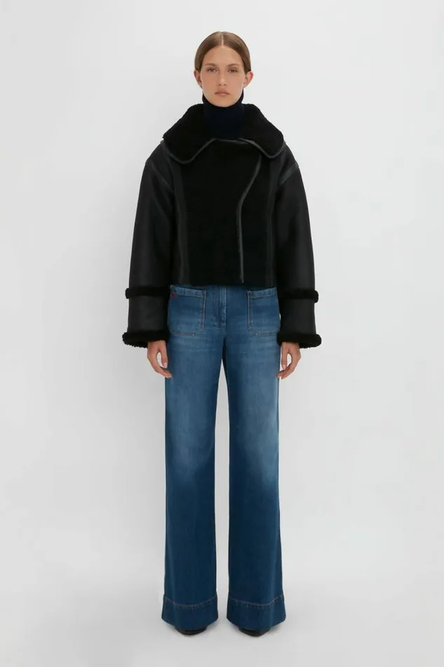Women Jackets and Coats Victoria Beckham Shearling Jacket In Black
