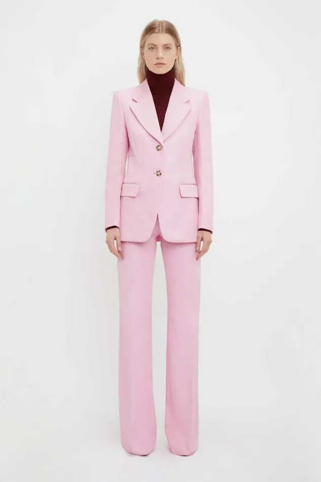 Women Jackets and Coats Victoria Beckham Single Button Jacket In Bubblegum