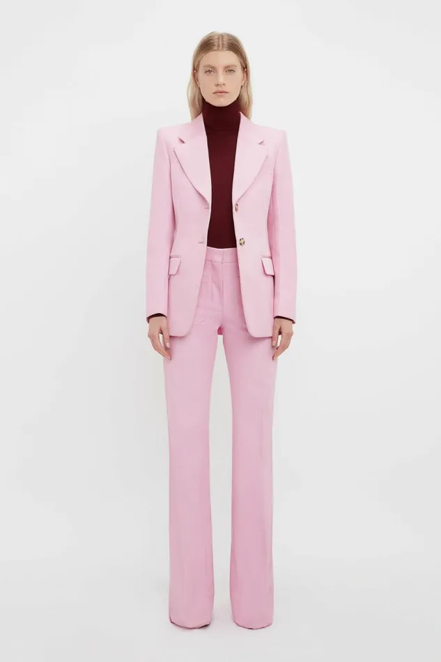 Women Jackets and Coats Victoria Beckham Single Button Jacket In Bubblegum