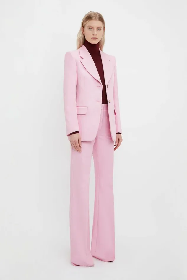 Women Jackets and Coats Victoria Beckham Single Button Jacket In Bubblegum