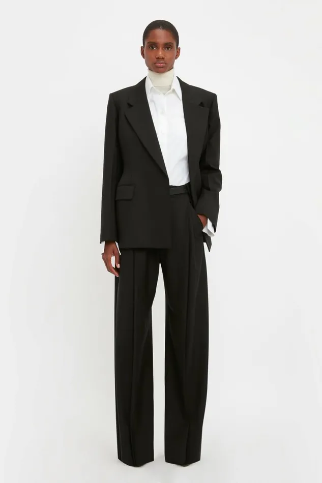 Women Jackets and Coats Victoria Beckham Waist Fitted Jacket In Black
