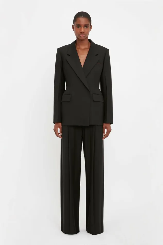 Women Jackets and Coats Victoria Beckham Waist Fitted Jacket In Black