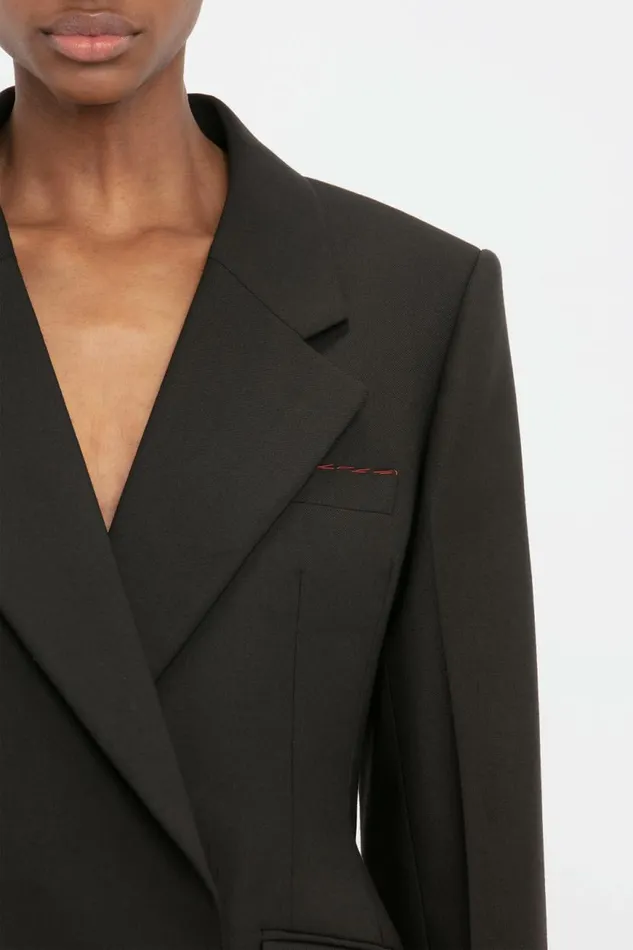 Women Jackets and Coats Victoria Beckham Waist Fitted Jacket In Black