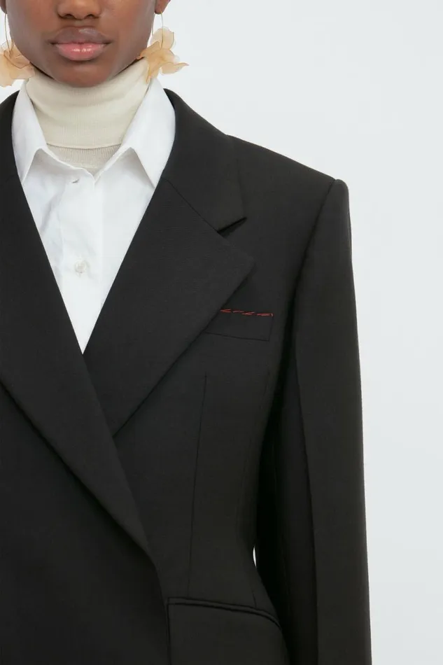 Women Jackets and Coats Victoria Beckham Waist Fitted Jacket In Black