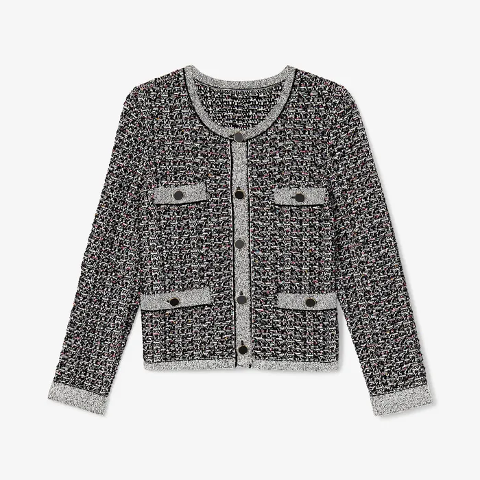 Women Jackets M M LaFleur The Evangeline Lady Jardigan 8211 Boucle Tweed Jardigan BlackIvory