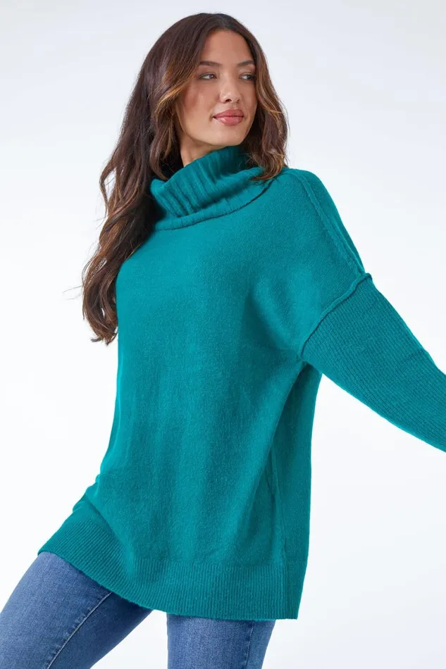 Women Jade Relaxed Roll Neck Jumper Roman Knitwear