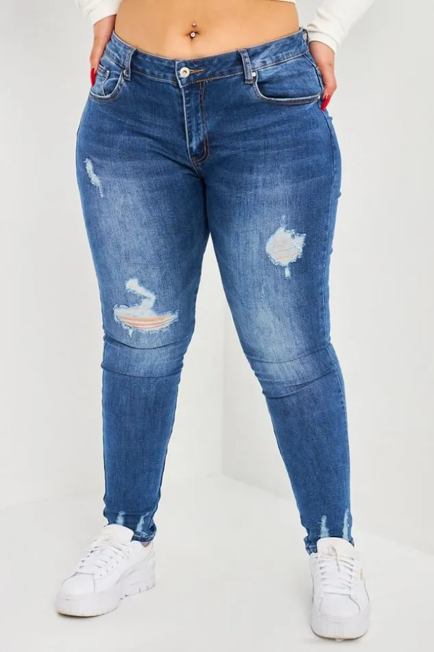 Women Jean Bleu Dchir Lgrement Dlav Blue Brentiny Paris See Everything