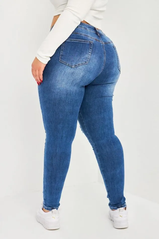 Women Jean Bleu Dchir Lgrement Dlav Blue Brentiny Paris See Everything