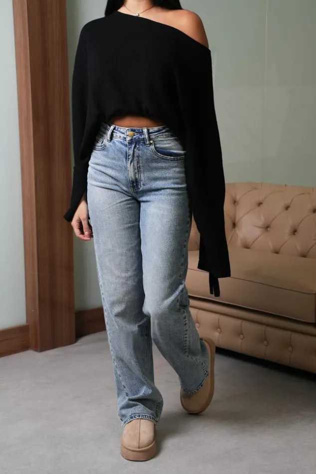 Women Jeans Bleu Chin Wide Leg Blue Brentiny Paris White Tops