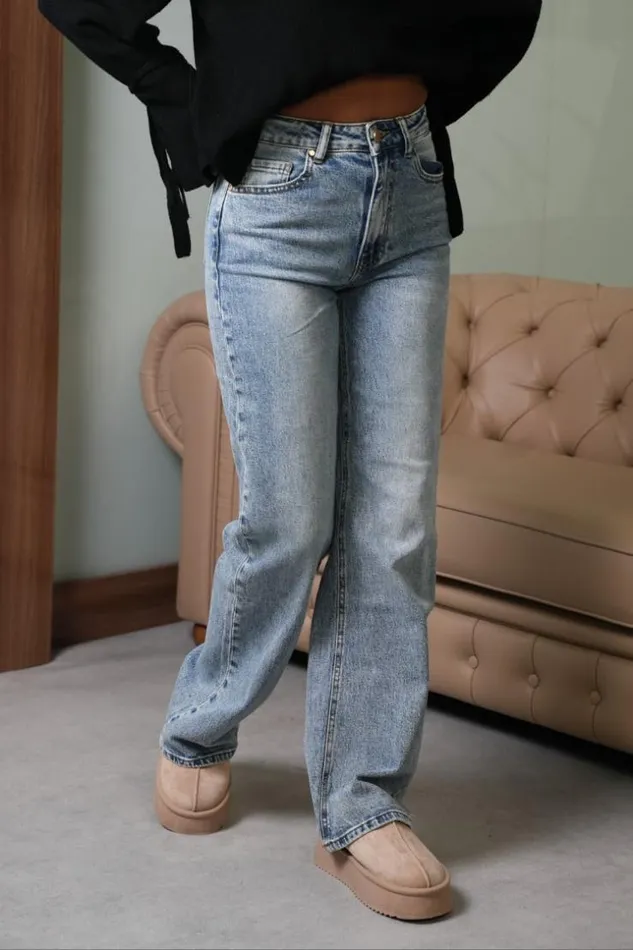 Women Jeans Bleu Chin Wide Leg Blue Brentiny Paris White Tops