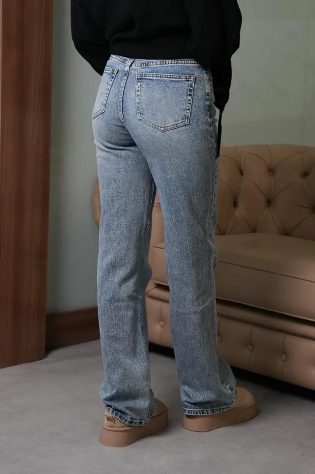 Women Jeans Bleu Chin Wide Leg Blue Brentiny Paris White Tops