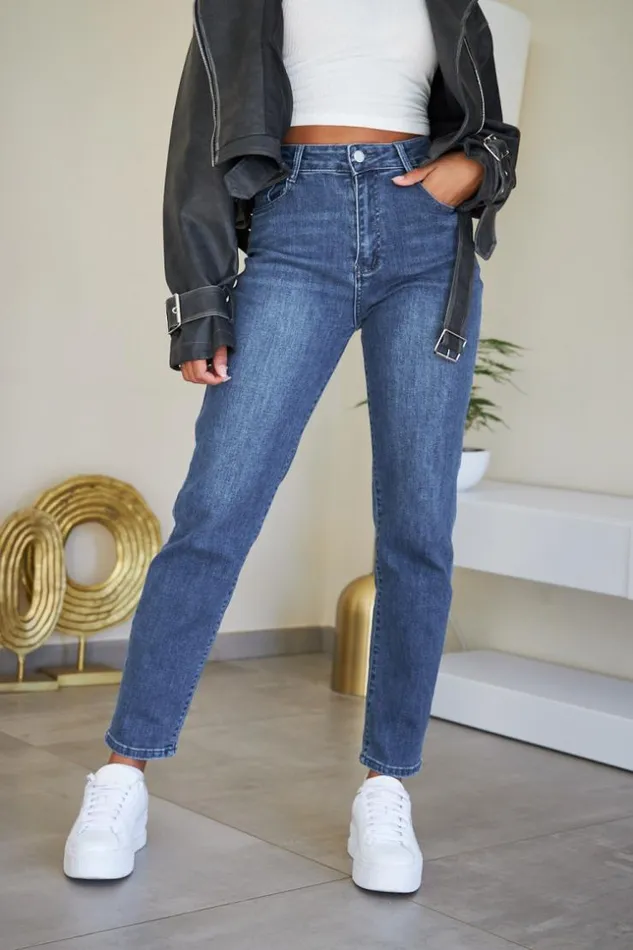 Women Jeans Bleu Fonc Us Coupe Droite Blue Brentiny Paris Jeans