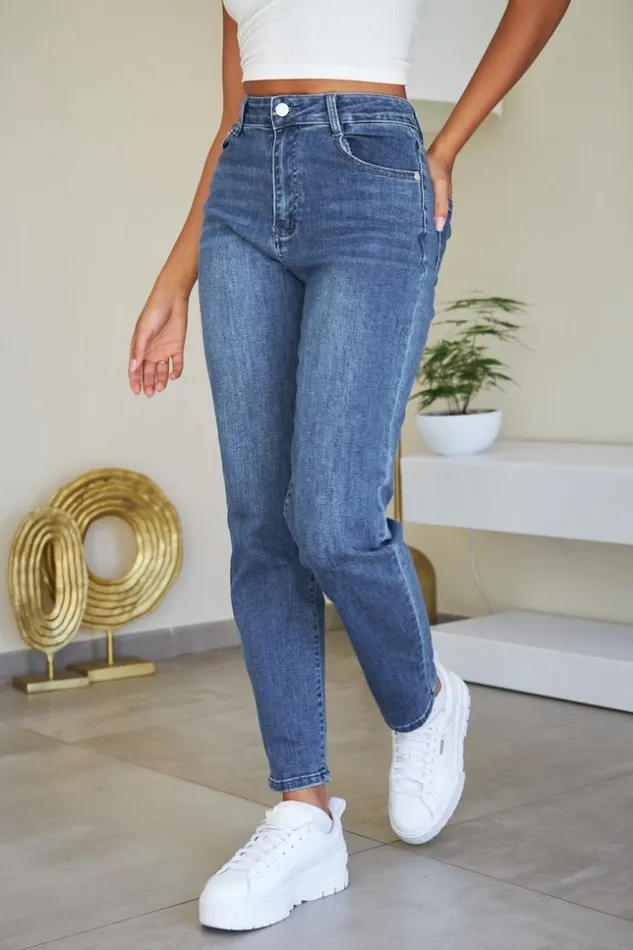 Women Jeans Bleu Fonc Us Coupe Droite Blue Brentiny Paris Jeans