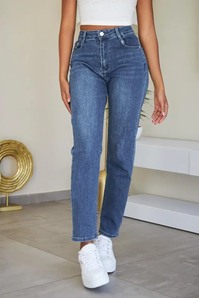 Women Jeans Bleu Fonc Us Coupe Droite Blue Brentiny Paris Jeans