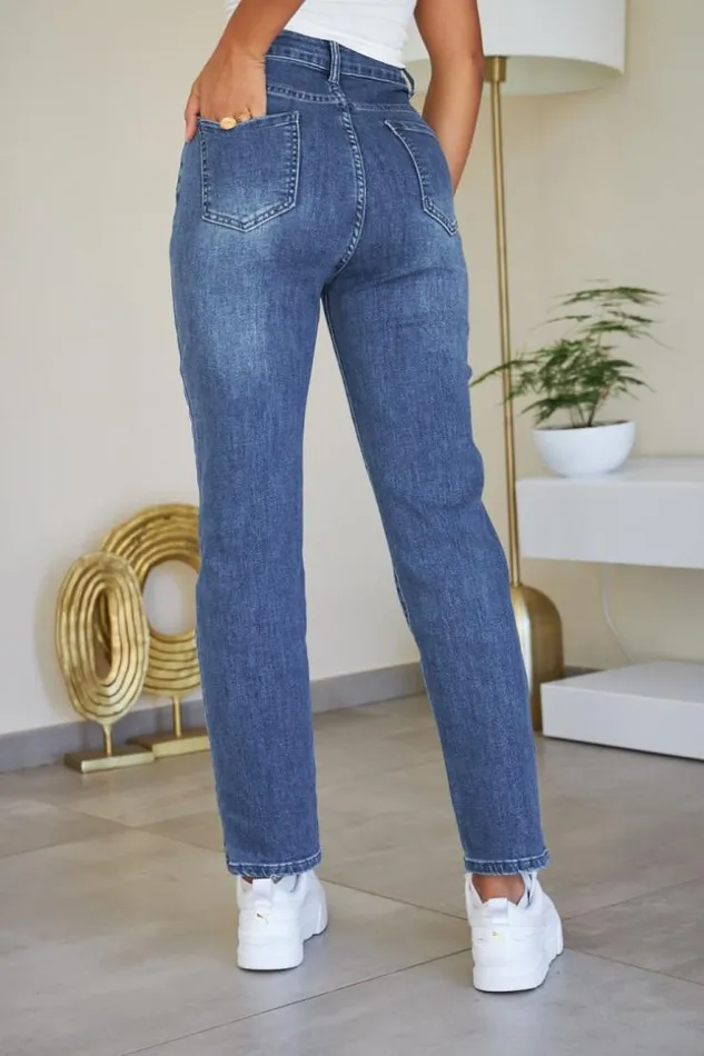 Women Jeans Bleu Fonc Us Coupe Droite Blue Brentiny Paris Jeans