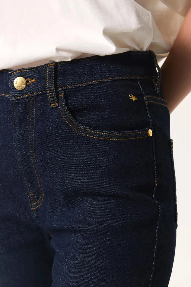 Women Jeans Lulu Indigo Jean Coton Bleu Fonc Des Petits Hauts Denim