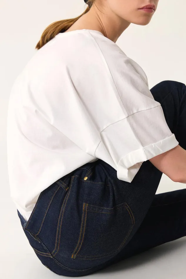 Women Jeans Lulu Indigo Jean Coton Bleu Fonc Des Petits Hauts Denim